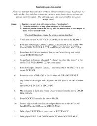 100 film and tv quiz answers… To The Paparazzi Trivia Contest