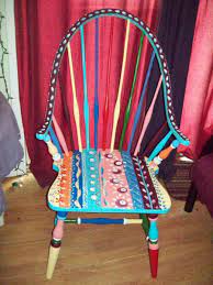 Birch and figured anegre wood frame; Custom Dining Room Antique Arm Chair Handpainted Multi Colored By I Paint Cool Stuff Custommade Com