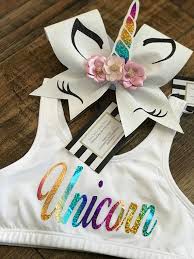 Unicorn Sports Bra Cheer Bow Set