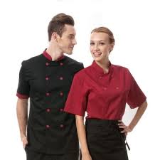 Unisex Double Breasted Black Chef Jackets With 10 Red Buttons Bulk Order As Low As 10 99 Chef Jackets Jackets Chef Clothes