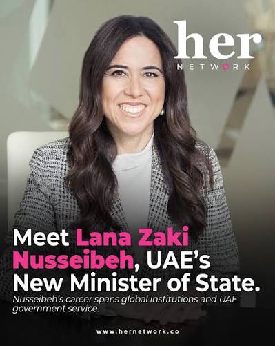 UAE 🇦🇪 | Lana Zaki Nusseibeh, a powerhouse in international diplomacy and  a beacon of Emirati excellence, has been appointed Minister of State in the  UAE and we love to see it!