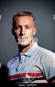 Charlton Athletic's Chris Solly poses for a photograph after the end of  training Stock Photo