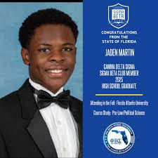SIGMA BETA CLUB HIGHLIGHT: Congratulations from the State of Florida to the  High School Class of 2025 graduates. 🎓 SBC Members: 1. Avery Thompson-McIntyre  2. Justin Rodriguez 3. Jaden Martin 4. Tyjhier