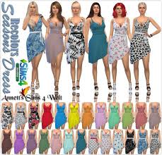 Annett S Sims 4 Welt Seasons Dress Recolors Sims 4 Sims 4 Seasons Sims 4 Clothing