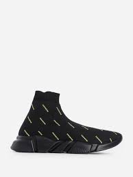 Balenciaga Socks Black And Yellow Balenciaga Speed Knit Logo Print Mid Top Trainers In Multi Modesens Balenciaga Sneakers Balenciaga Balenciaga Speed Trainer