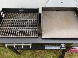 Adjustable 12,000 btu 'h' style stainless steel burner for the griddle. Blackstone Griddle Charcoal Grill Combo Solid Steel Outdoor Griddle Blackstone Products
