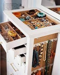 A thin wooden dowel mounted inside a closet or cabinet door using cup hooks is the foundation of a simply chic jewelry organizer. Jewelry Storage Ideas Organizing Ideas Helena A Personal Organizer