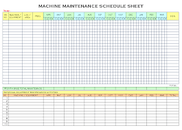 Machinery Maintenance Schedule Template Excel Printable