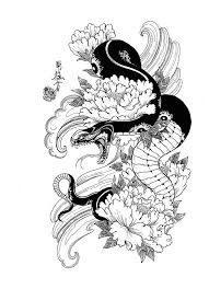 Black and grey japanese half sleeve with a small cover up. Furious Japanese Snake With Peonies In Water Tattoo Design Tattooimages Biz
