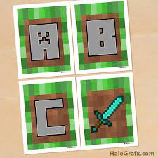 For a minecraft party or educational purposes. Free Printable Minecraft Alphabet Banner