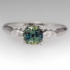 Blue Green Sapphire Engagement Ring Green Sapphire Engagement Ring Blue Engagement Ring Green Sapphire Engagement