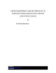 In australia, insolvency laws regulate the affairs of a company that can no longer pay its financial obligations. Doc Issues On Company Law In Tanzania Sebastian Sylivester Academia Edu