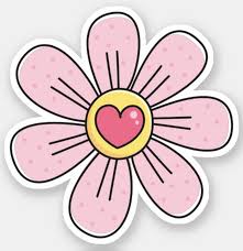 Cute Pink Flower With Heart Sticker Zazzle Com Print Stickers Cute Stickers Heart Stickers