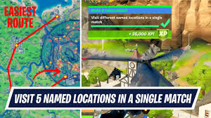 You can do this at any named location so simply select. Shortest Way To Visit Different Named Locations In A Single Match In Fortnite Week 8 Challenge Youtube