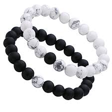 Black And White Relationship Bracelets Monily Couples His Hers Bracelet Black Matte Agate White Howlite 8mm Beads 7 1 7 5 Distance Bracelet Beaded Jewelry Distance Bracelets Beaded Bracelets