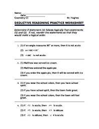 Geometry Deductive Reasoning Worksheet By Mr Hughes Tpt