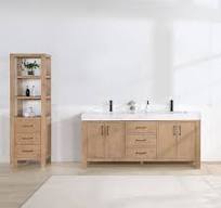 León 72in. Free-standing Double Bathroom Vanity in Fir Wood ...
