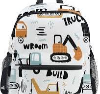 ALAZA Cute Kids Back Pack Funny Construction Transport Car Todder Backpack  Lightweight Preschool Kindergarten Book Bag Practical and Durable Daycare  ...