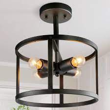 Complement your décor with a flush mount light fixture, available in a variety of styles and sizes. Lnc Vintage Versatile 4 Light Classic Black Cage Industrial Semi Flush Mount Kitchen Ceiling Light A02969 The Home Depot