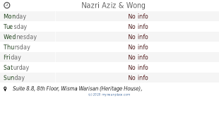 Spouse to ds nazri aziz, mommy to jean pierre azize, the real chief junior. Nazri Aziz Wong Opening Times Suite 8 8 8th Floor Wisma Warisan Heritage House 33 Jalan Yap Ah Shak Kuala Lumpur 50300 Kuala Lumpur Wp Kuala Lumpur Contacts