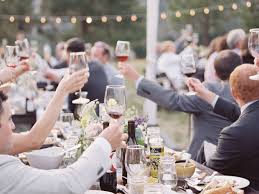 Guests at table with plate, party element linear pictogram. Short And Sweet Wedding Toast Ideas