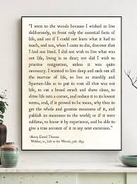 Henry David Thoreau Quote Print I Went To The Woods Thoreau Etsy