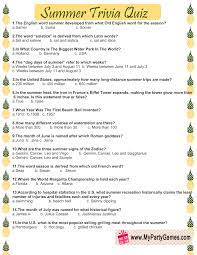 Senior citizens love answering trivia questions. Free Printable Summer Trivia Quiz