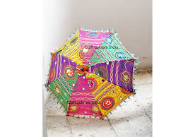 2 Pc Indian Wedding Decoration Parasol Umbrella Embroidered Fabric Mirror Work Colourful India Indian Wedding Decorations Umbrella Wedding Wedding Decorations