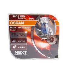 Pair of osram halogen h4 night breaker laser +130% bulbs. Osram H4 Night Breaker Laser 130 Halogen Headlight Bulbs