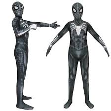 Black And White Spiderman Suit Ps4 Marvel Ps4 Spider Man Spiderman Black Jumpsuit Cosplay Costume In 2020 Cosplay Costumes Black Jumpsuit Spiderman Costume