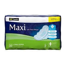 Dg Health Maxi Pads With Wings Long Super Unscented 32 Ct