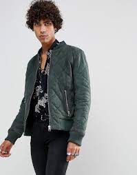 Goosecraft Leather Quilted Bomber Jacket In Khaki Green Quilted Bomber Jacket Bomber Jacket Khaki Fashion