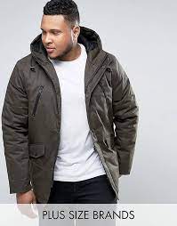 Brave Soul Plus Hooded Bonded Parka Plus Size Mens Clothing Mens Outfits Slim Fit Jackets