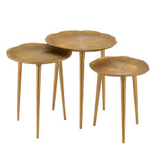 Petite table vintage, années 50. Superbe Set De Trois Tables D Appoint En Metal Dore 45x40x36cm