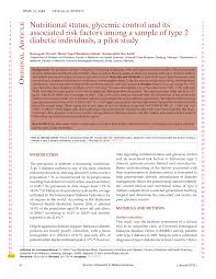 Pdf Nutritional Status Glycemic Control And Its Associated Risk Factors Among A Sample Of Type 2 Diabetic Individuals A Pilot Study