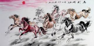Eight Horses Painting Art Contemporary Artwork Beautiful Chinese Painting Horse Painting Chinese Painting Art Painting