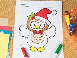 Printable christmas owl coloring pages. Christmas Owl Free Printable Coloring Page Fun365
