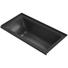 Kohler drop in archer tub installation. Kohler K 1946 R 7 Black Black Archer 60 Exocrylic Soaking Bathtub For Drop In Installations With Right Hand Drain Faucet Com