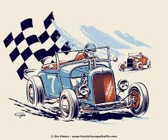 Hot Rod Roadsters Vintage Style Drawing Hotrod Hot Rod Ford Roadster Vintage Illustration Car Artwork Car Drawings Wheel Art