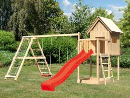 Beim haus wurde fassade, bad erneuert, fußbodenheizung eingebaut, wände raus und unsere alte küche liebevoll aufgehübscht und technisch auf neuesten stand gebracht. Spielhaus Set Frieda Naturbelassen Inkl Rutsche Rot Schaukel Und Klettergerust Stelzenhauser Spielgerate Mein Karibu