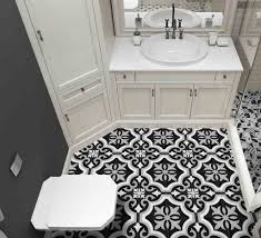 Black And White Ceramic Floor Tile Heritage Porcelain Patterned Tile Black And White 8 X 8 Installed On A Bathroom Floor Bathroom Flooring Diy Bathroom Storage Bathrooms Remodel