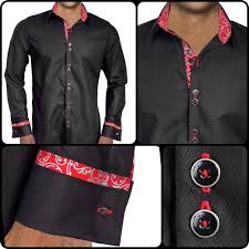 Black And Red Designer Shirt Mens Designer Dress Shirt Fierce Custom Design Shirts French Cuff Dress Shirts Designer Dresses