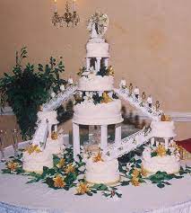 Gorgeous Wedding Cake With Nine Cakes Three Flavors Fruit Fillings Stair Case Fountain An Fountain Wedding Cakes Wedding Cakes Extravagant Wedding Cakes