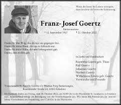 Alle Traueranzeigen für Franz-Josef Goertz