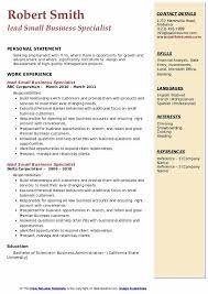 Small Business Specialist Resume Samples | Qwikresume