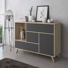 Commode Avec 5 Rangements Chaªne Et Anthracite Cielterre Commerce Buffet Salle A Manger Mobilier De Salon Buffet Moderne