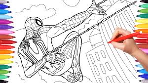 Top spiderman coloring pages for kids: Spider Man Ps4 Videogame 2018 Coloring Pages How To Draw Spiderman Playstation 4 Youtube