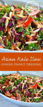 Kale Salad With Ginger Peanut Dressing Once Upon A Chef Recipe Kale Slaw Recipes Kale Recipes