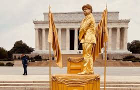 President trump told americans he will always protect our history, our monuments and our way of life! Living Statues Mock The President In Front Of Lincoln Memorial And Trump Hotel Dcist