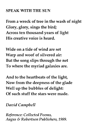 David Campbell Speak With The Sun Words Poetry Poem Quotes
